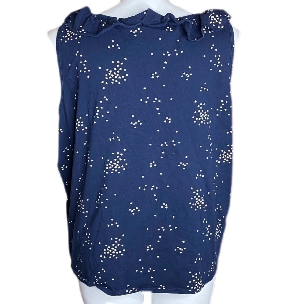 CATO Navy Blue Ruffled Sleeveless Blouse Top 22W